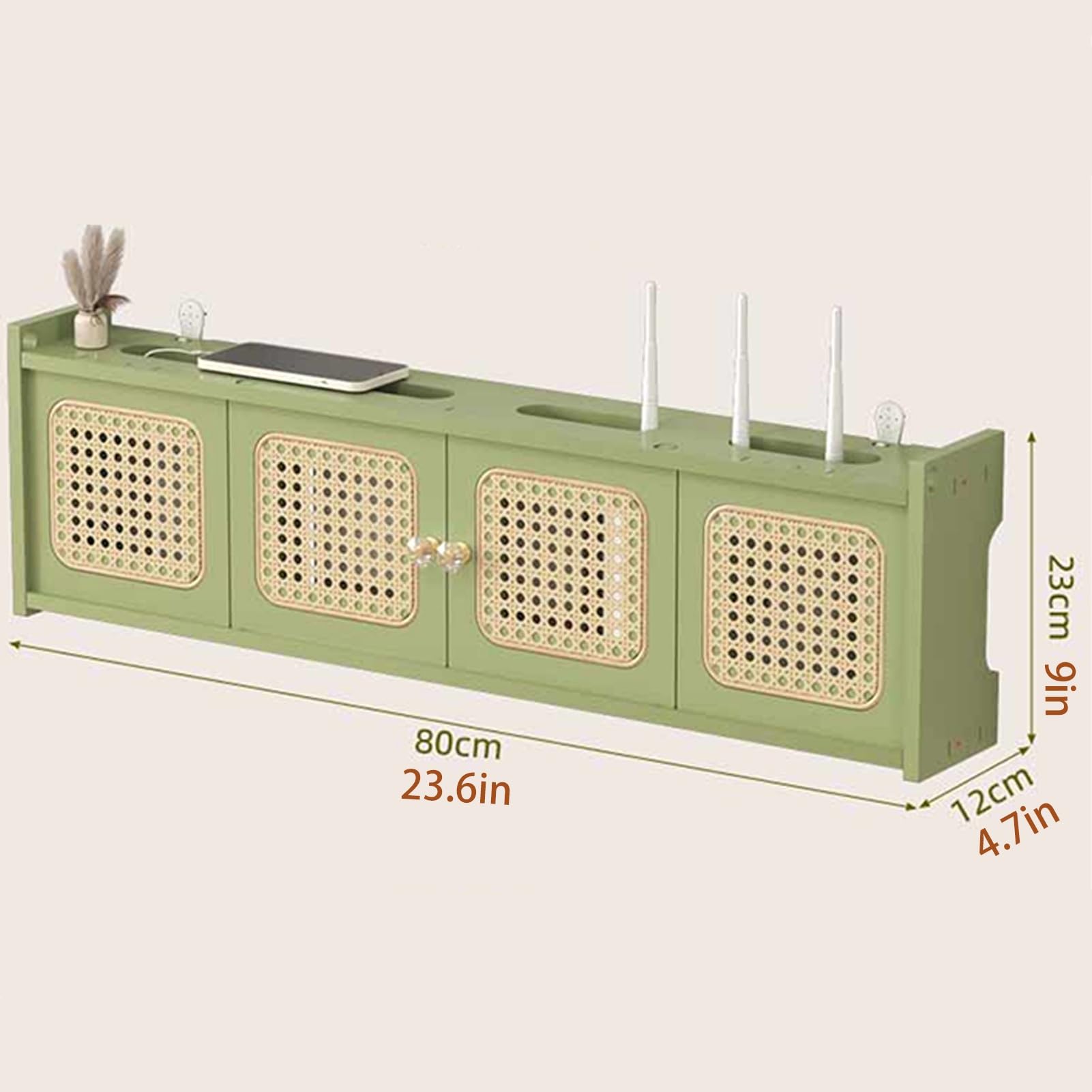Boîtier de Rangement Mural en Bois for routeur WiFi, Cache-boîtier WiFi, Armoire for routeur, Rangement Invisible, Cache-Modem, for Bureau et Maison(Natural Wood Color,80cm/31.5in)