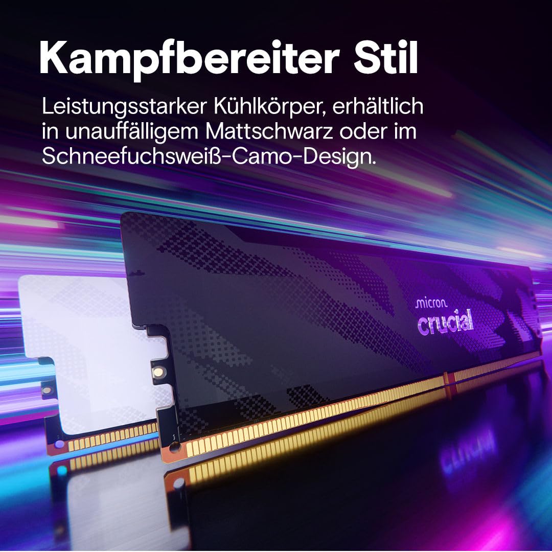 Crucial Pro DDR5 RAM 32GB Kit (2x16GB) 6400MHz CL32, Gaming PC Arbeitsspeicher, Intel XMP 3.0 / AMD Expo, Schwarz - CP2K16G64C32U5B