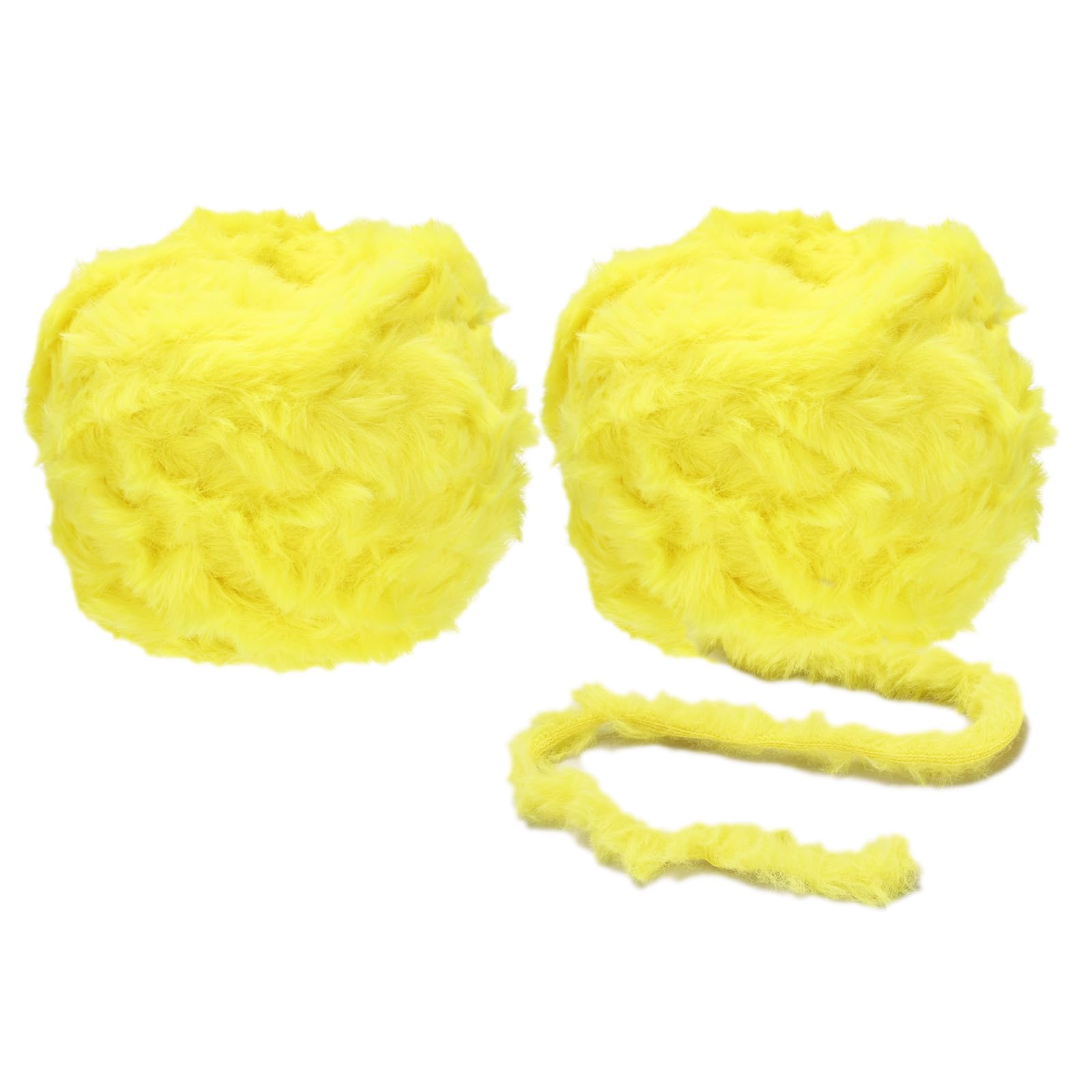 PATIKIL Faux Fur Yarn, 2 Skeins Fuzzy Yarn, 70yds, Soft Chunky Polyester Plush Fur Eyelash for Crochet Knit Blanket Rug Sweater Scarf Hat Bear Craft, Lemon Yellow
