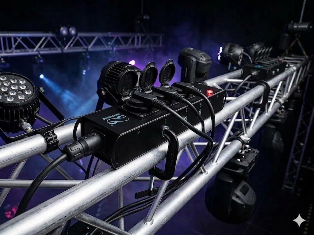Infitronic - INPT4-TR1 – listwa zasilająca, rozdzielacz prądu z 4 gniazdami Schuko, Powertwist TR1, wejście/wyjście na scenę lub platformę