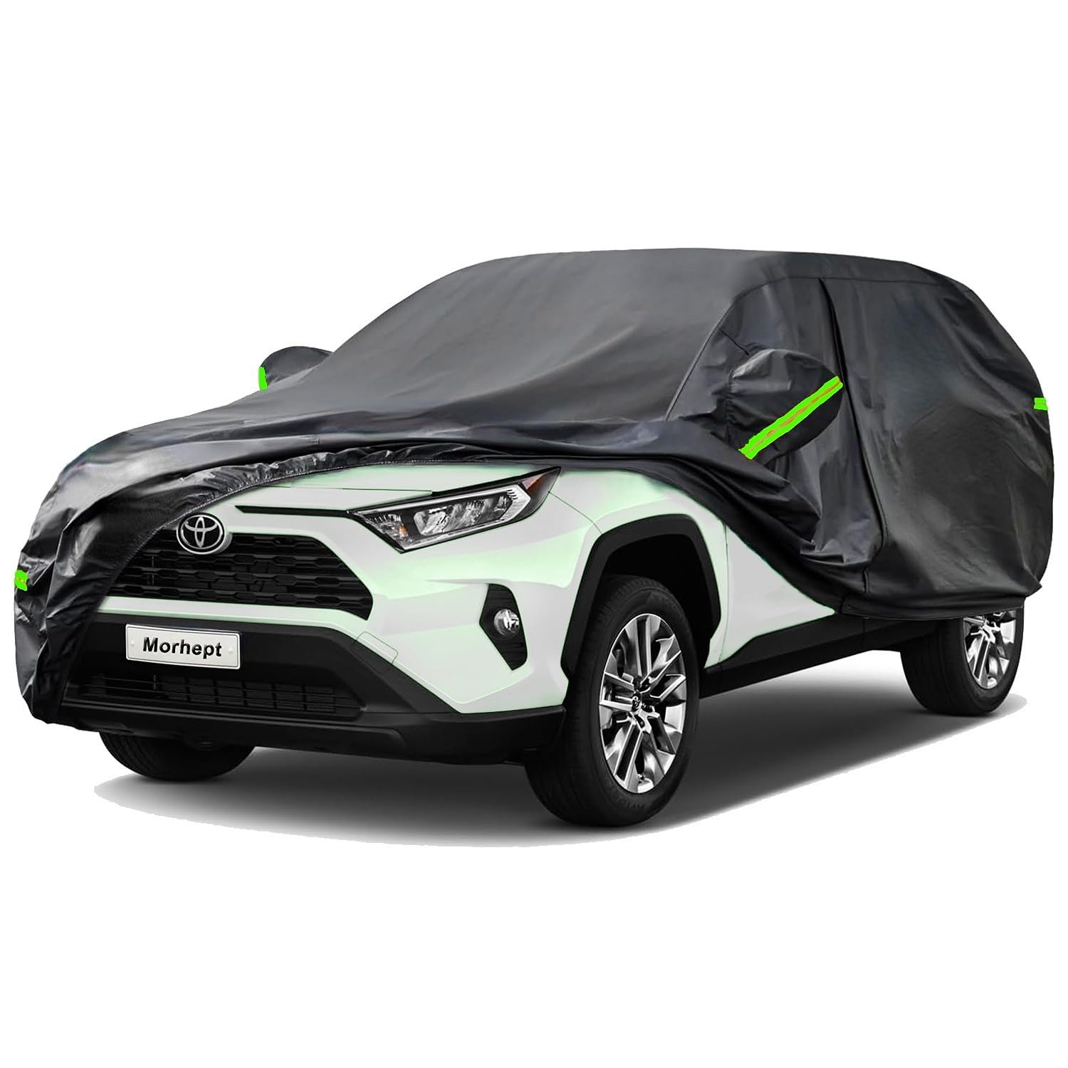 Morhept SUV Car Cover for Toyota RAV4, Custom Fit Waterproof All Weather Full Exterior Cover Rain Snow UV Protection Cover with Door Zipper