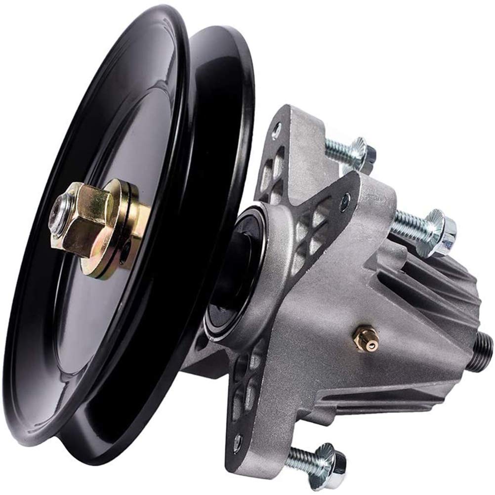 Compatible con 918-04822A 918-04822B 618-04822 918-04889, Conjunto de Eje de Cubierta de Cortacésped con Eje de Estrella de 6 Puntos, Polea Incluida (Plata)