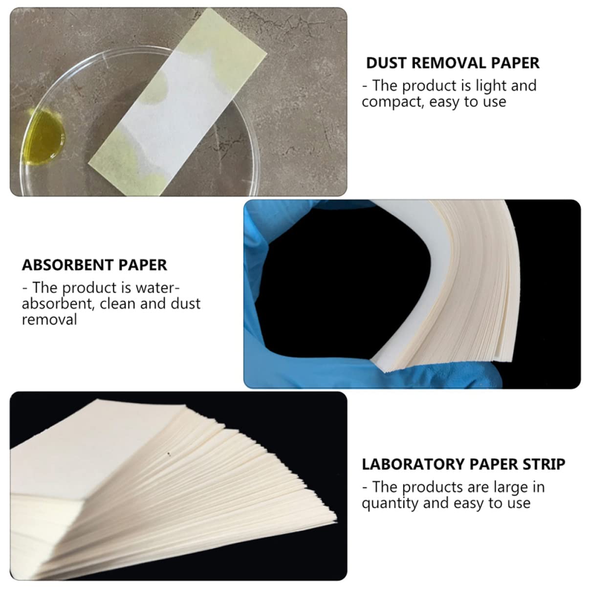 3 Set Di Carta Assorbente Per Laboratorio Chimico Filtro Di Rimozione Carta Per Materiale Scolastico Confezione Rettangolare 8 Confezioni*3