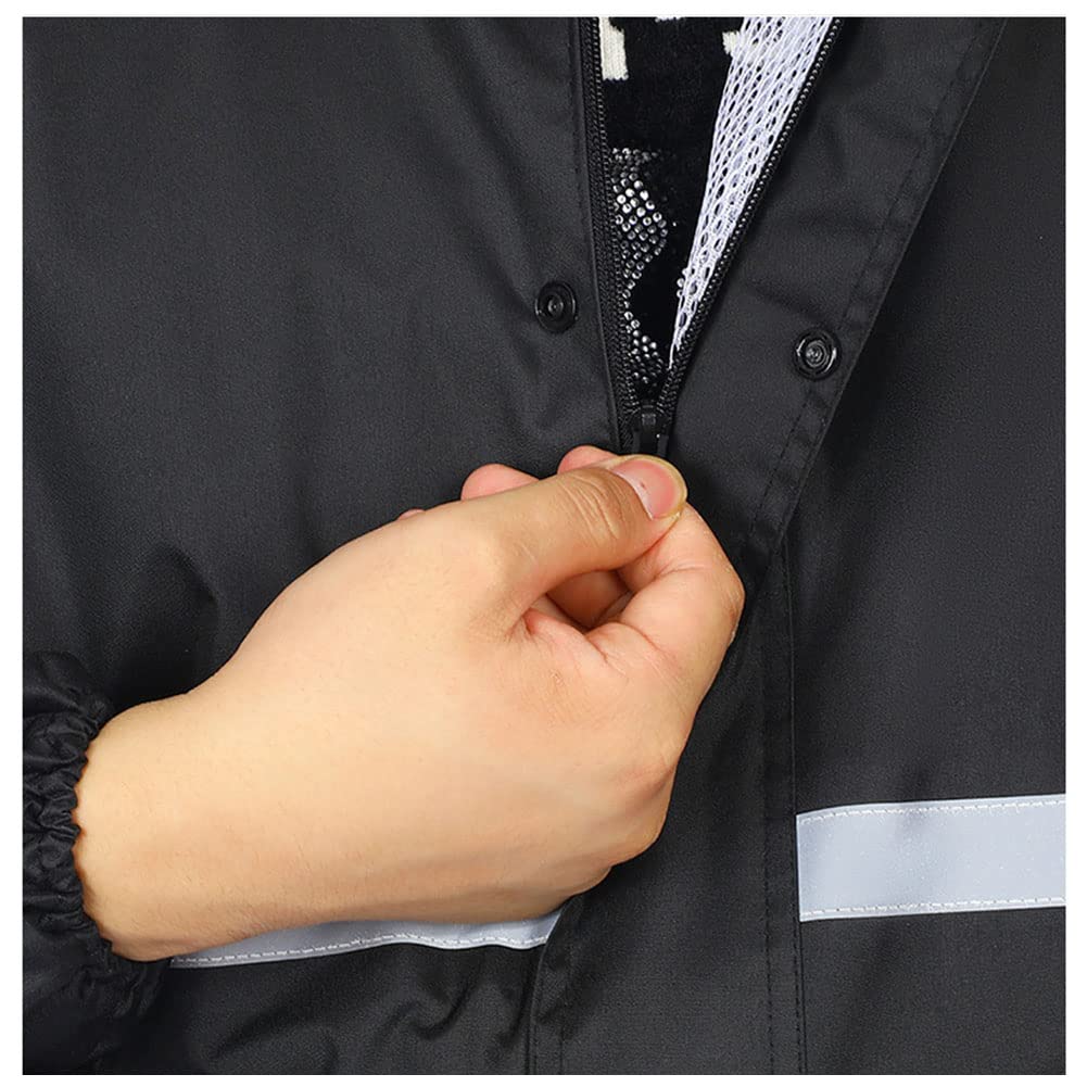 Chubasquero Largo para Hombre Poncho de Lluvia Reutilizable Impermeable con Capucha Chaqueta para la Lluvia Abrigos de Lluvia Reflectantes para Acampar en la Lluvia Senderismo Pesca (Negro M)