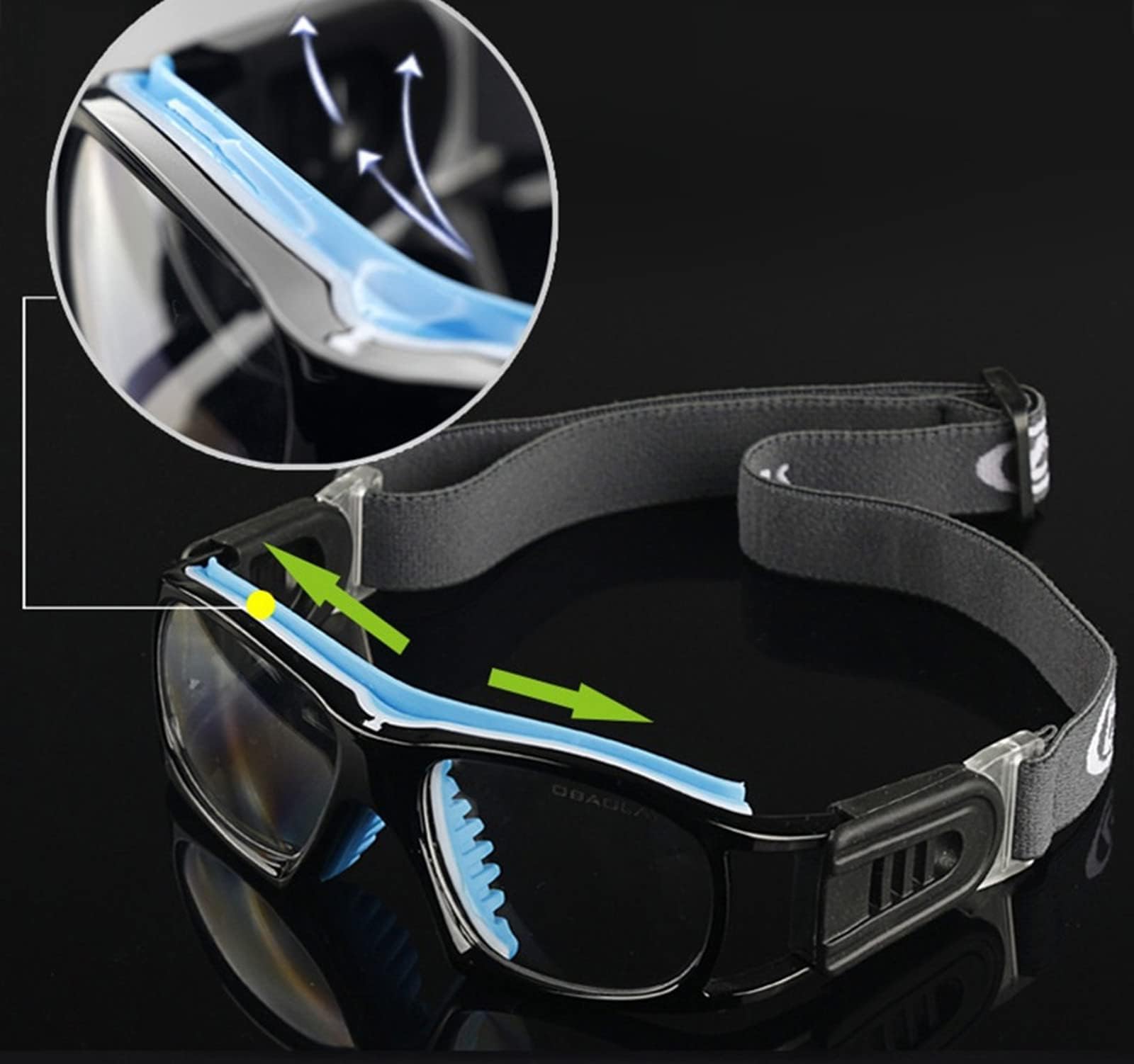Basketballbrille, Anti-Beschlag-Sportbrille, Racquetball, Fußball, Schutzbrille mit verstellbarem Riemen, für Erwachsene