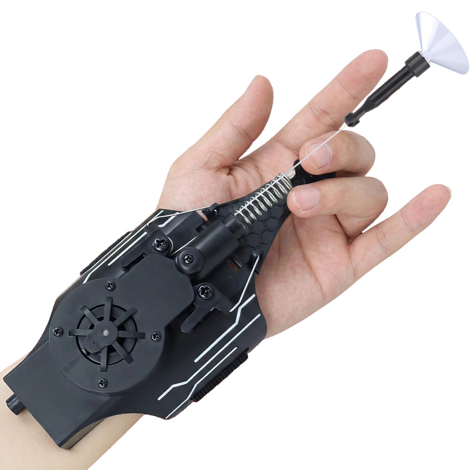 Spider Web Shooters, Web Launcher with Gloves, Realistic Web-Slinging Action Safe and Fun Superhero Toy for Men and Kids - Black