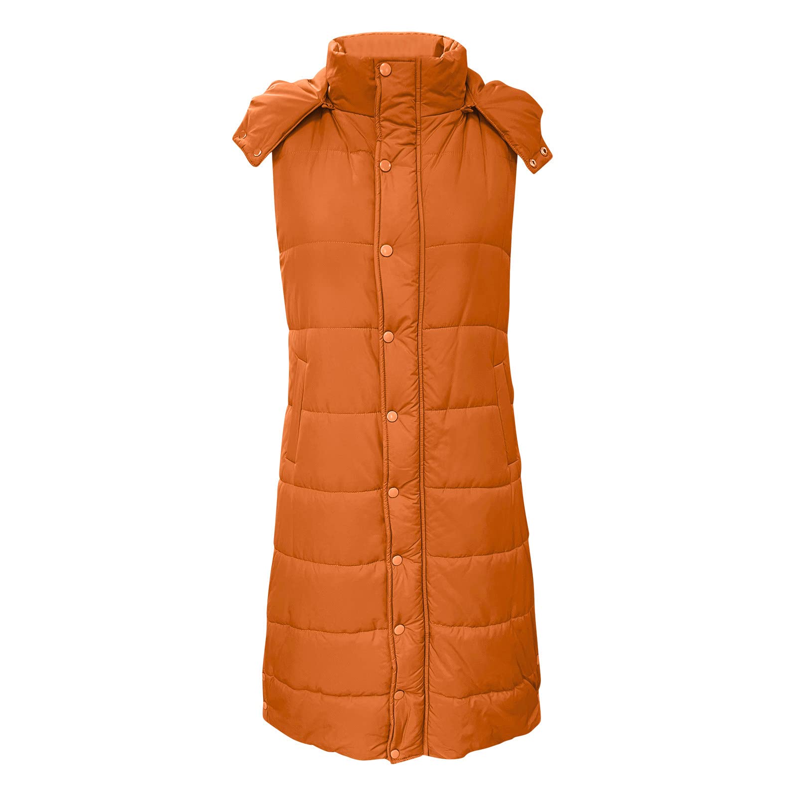 Générique Hiver Gilet en Duvet sans Manches Femmes Zippée Matelassé avec Capuche Veste d'hiver à Capuche sans Manches Gilet Chaud Fermeture Éclair Gilet Long Blouson Décontracté Parka Blouson #27