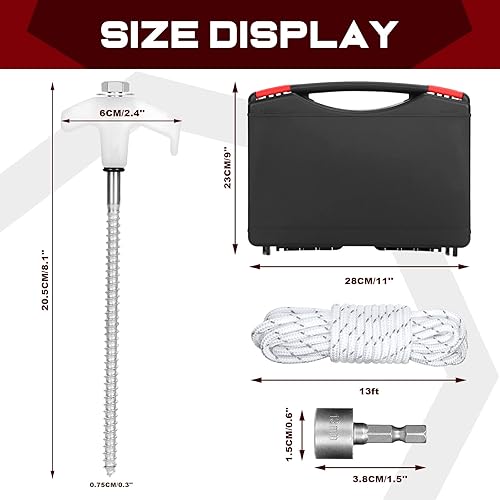 Miniatura 2 de 10 estacas de tienda de campaña resistentes con tornillos en estacas de metal para acampar con cabeza luminosa, clavijas de anclaje para el suelo,