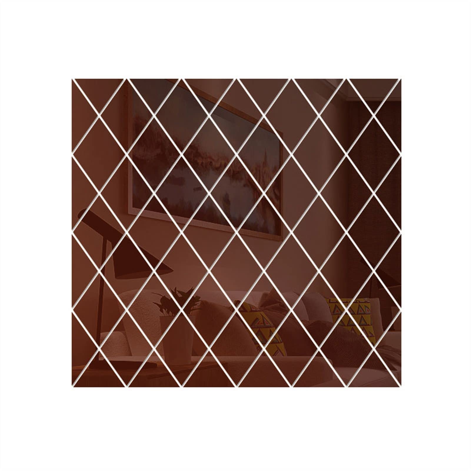 SXDMOUBK Acrylic Mirror Wall Stickers - Removable Geometric Art Diamond Shape Decals for Home, Kitchen, Living Room, and Bedroom Decor