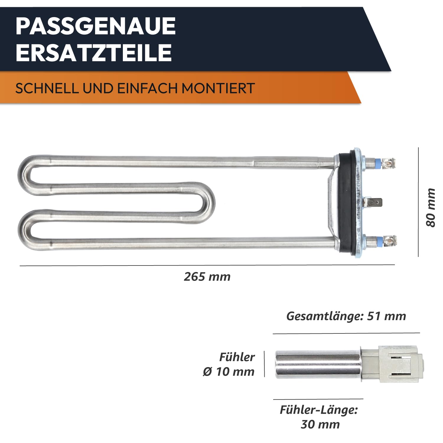 Kenekos - SET Heizelement wie 12029196 (ersetzt 265961/00265961) mit NTC-Sensor wie 00175369/175369 230V, Heizstab kompatibel mit Bosch Siemens Waschmaschine Constructa Balay iQ100 iQ300 iQ500 iQ590