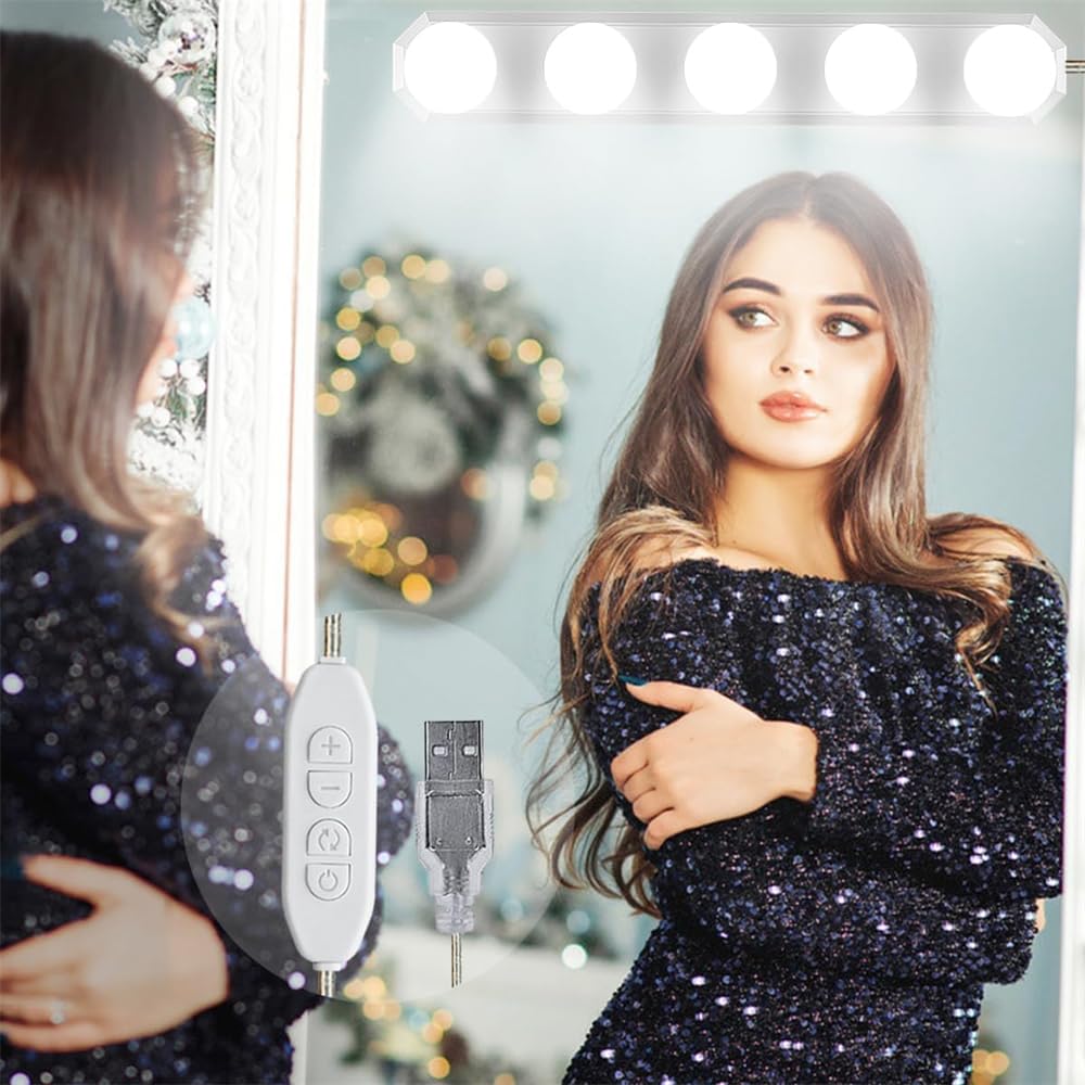 Sponsored Ad – LED Vanity Lights for Mirror, Hollywood Style Vanity Lights With 5 Dimmable Bulbs, Portable Makeup Light, Adjustable Color and Brightness, Mirror Lights Stick on for Makeup Table Dressing Room