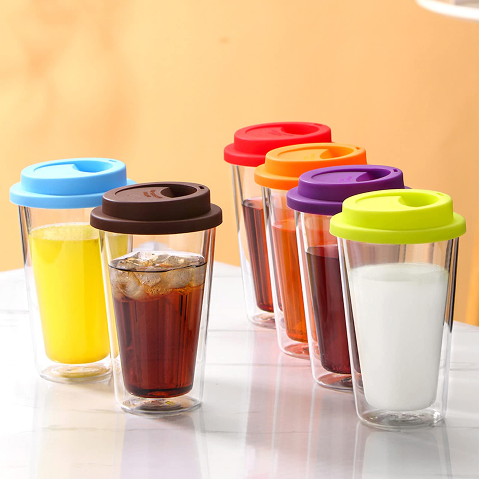 350 ml glazen koffiebekers, geïsoleerde dubbelwandige koffieglazen set van 2, hittebestendige beker drinkglazen met handvat, vaatwasser en magnetronveilige glazen koffiemokken