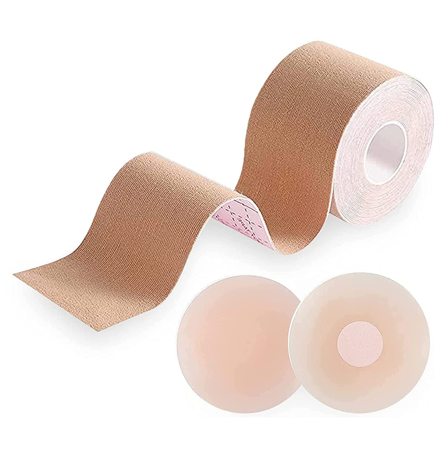 Boob Tape Lift Breast Achieve and Free Nipple Cover Chest Support Sticky Bob Heavy and Large Breast for female Woman Girl Party Marriage Function Skin Color Pack (1)-image-3