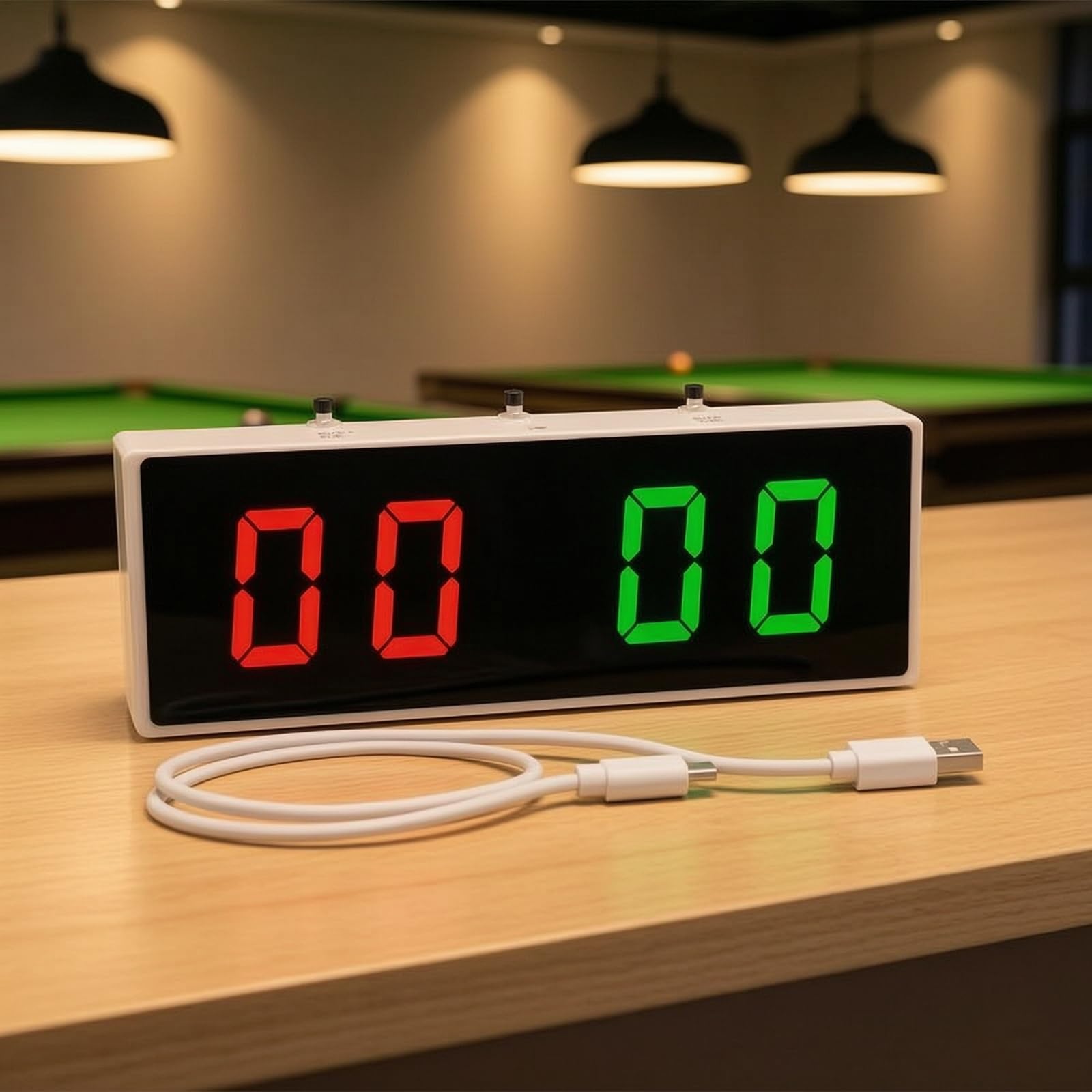 Segnapunti Biliardo Elettronico Contapunti da Tavolo Compatto Schermo Ben Visibile Luce Comandi Semplificati Batteria Integrata USB‑C Adatto per Sale da Gioco Tornei Partite in Casa