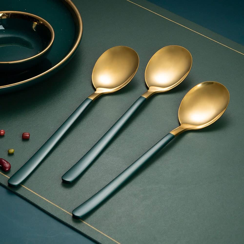 Cucharas de Café, Té Cuchara horquís Portátil Tenedor de café Sopa de café Scoop Flatware Mango Largo Cubiertos Cocina Cocina Vajilla Cuchara para Cocinar，Cuchara de Sopa (Quantity : 6)