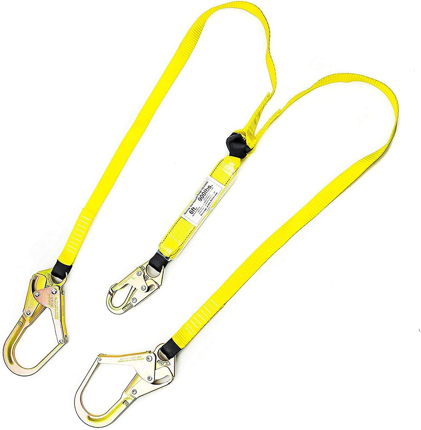Buу 1 gеt 1 Spidergard SPLD201 6 ft Energy-Absorbing Double Leg Lanyard with One Snap Hook and Two Rebar Hooks (Yellow)