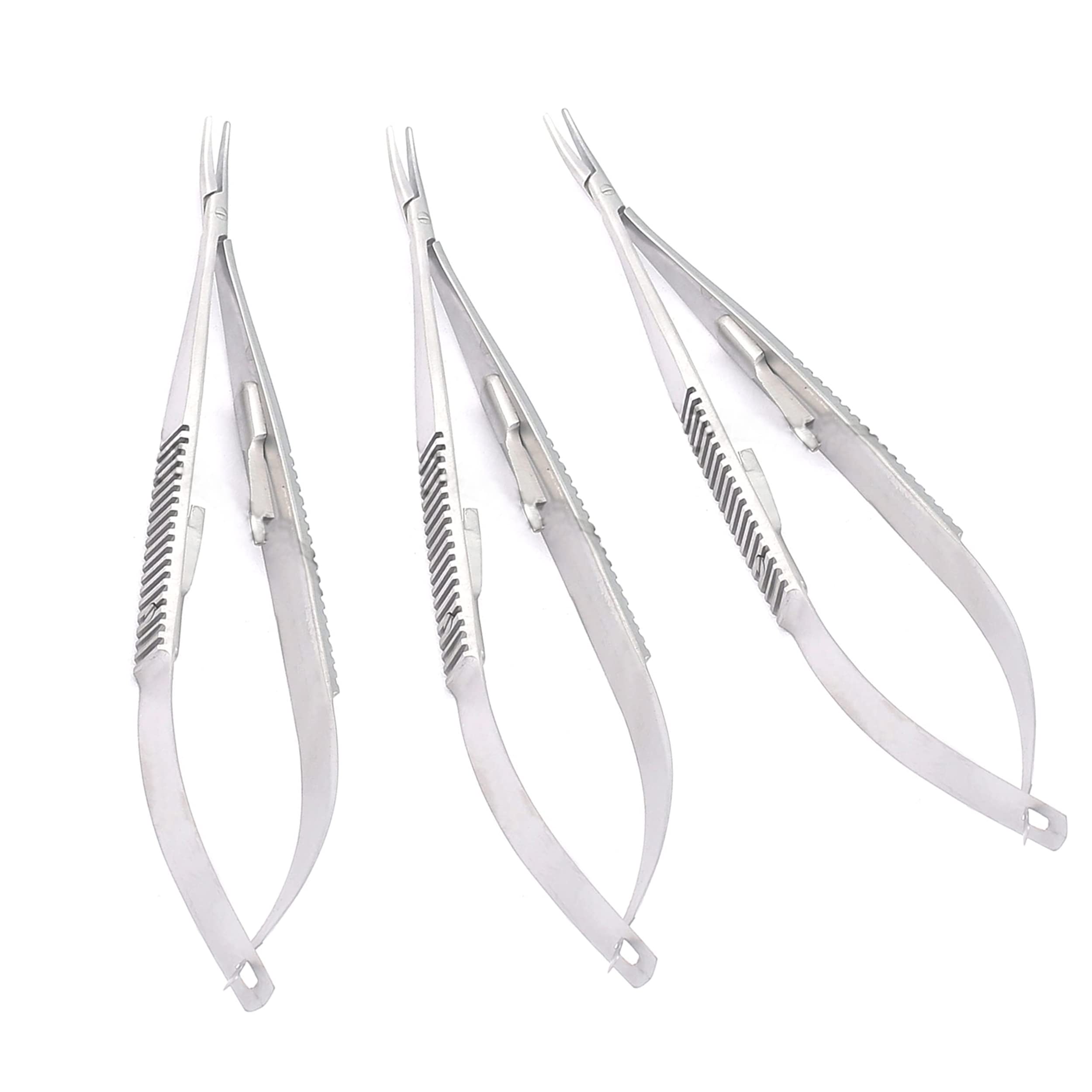 Castroviejo Needle Holder 5.5 inches Curved Set of 3 with Lock by TeckMed