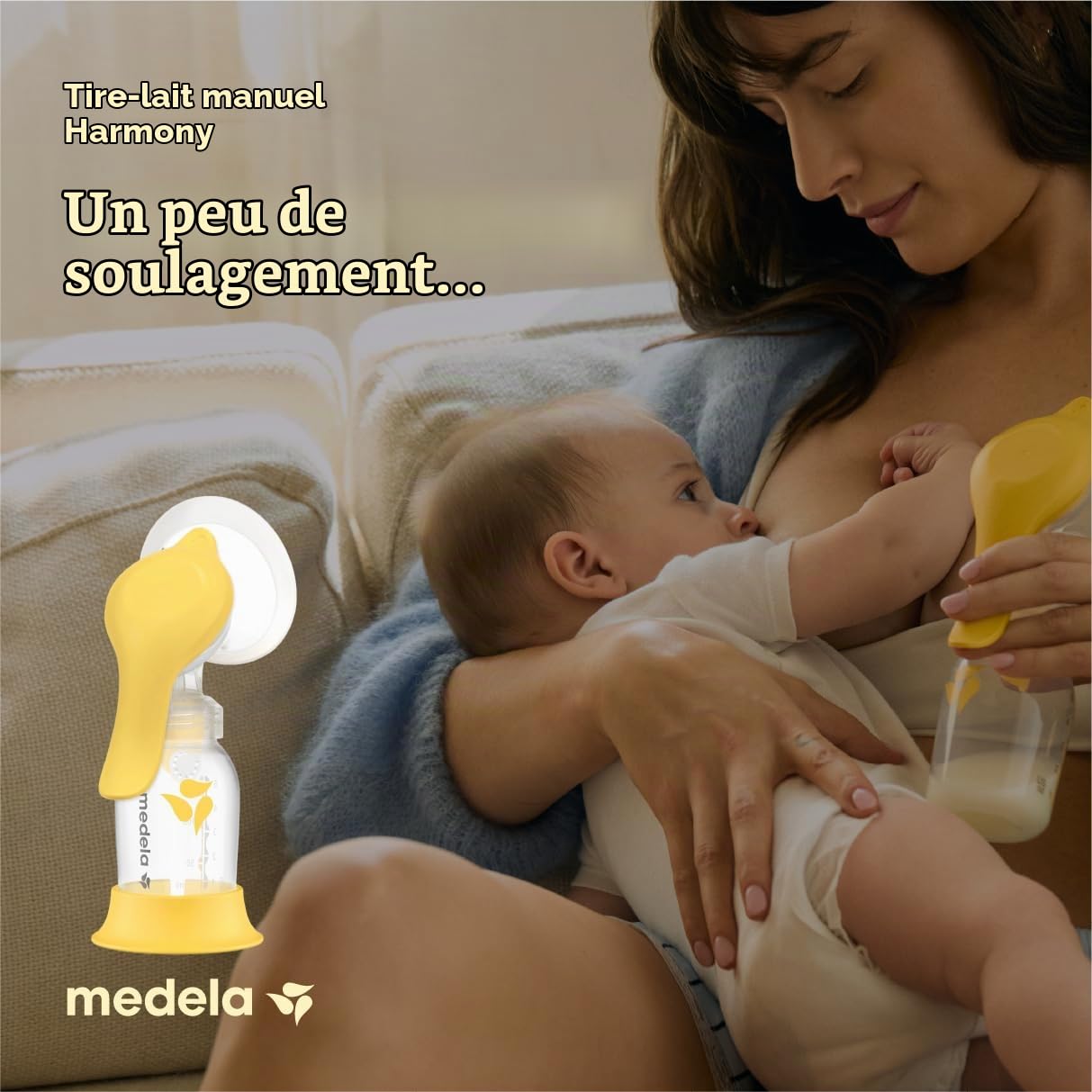 Medela Harmony Tire-lait manuel à une main avec boucliers flexibles pour plus de confort et d'exprimer plus de lait