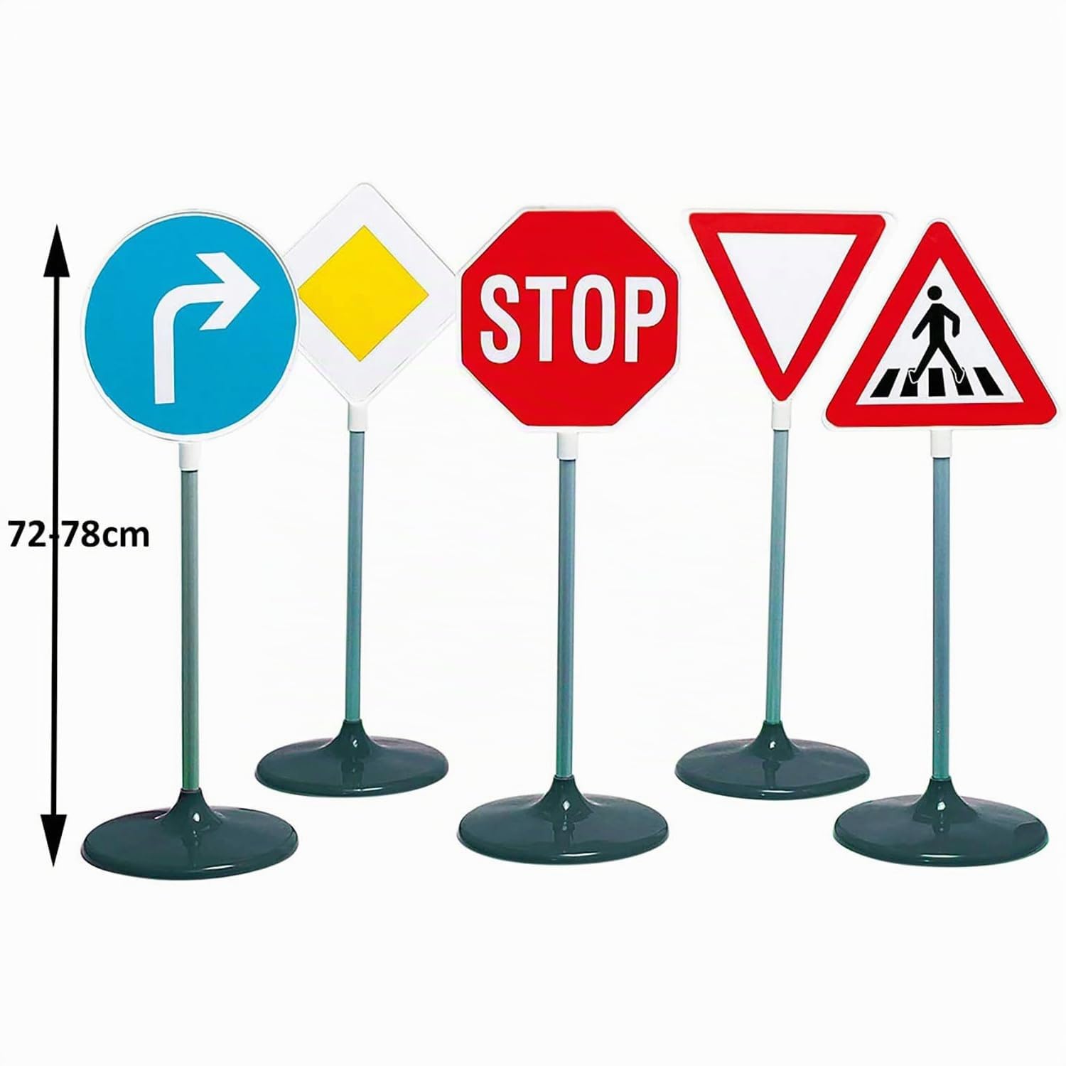 Theo Klein 2980 Verkehrszeichen-Set 5-teilig I Übungszeichen für Verkehrserziehung Kleiner Rad- und Rollerfahrer/innen I Höhe der Verkehrszeichen: ca. 73 cm I Spielzeug für Kinder ab 3 Jahren