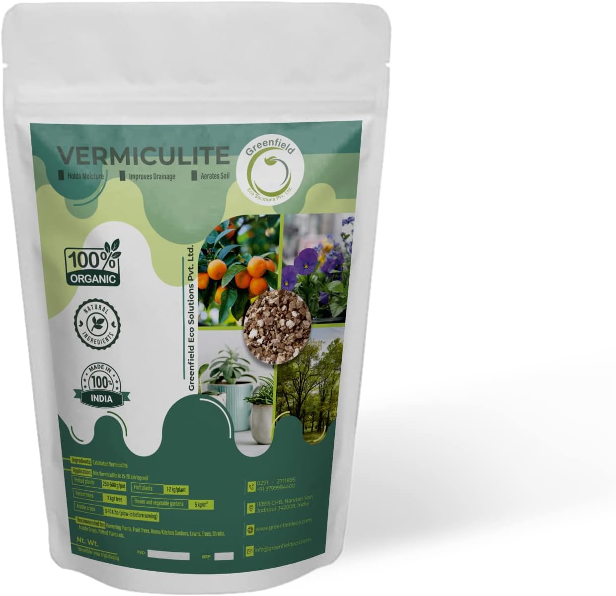 GreenfieldEco Exfoliated Vermiculite for Gardening Horticulture Plantation Potted Plants Hydroponics, 900 g