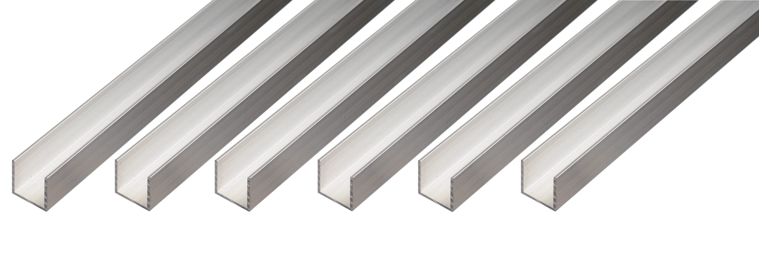 Profilé en U en aluminium 20x10 rigide et léger pour alignement de rails de meubles en lot de 6