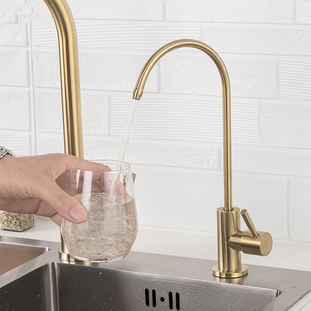 Grifos de Fregadero Grifo de Cocina Dorado Grifo de Agua fría Directa Grifo de Fregadero Individual Grifo purificador de Agua de Acero Inoxidable Grifo con Filtro, A11223GN