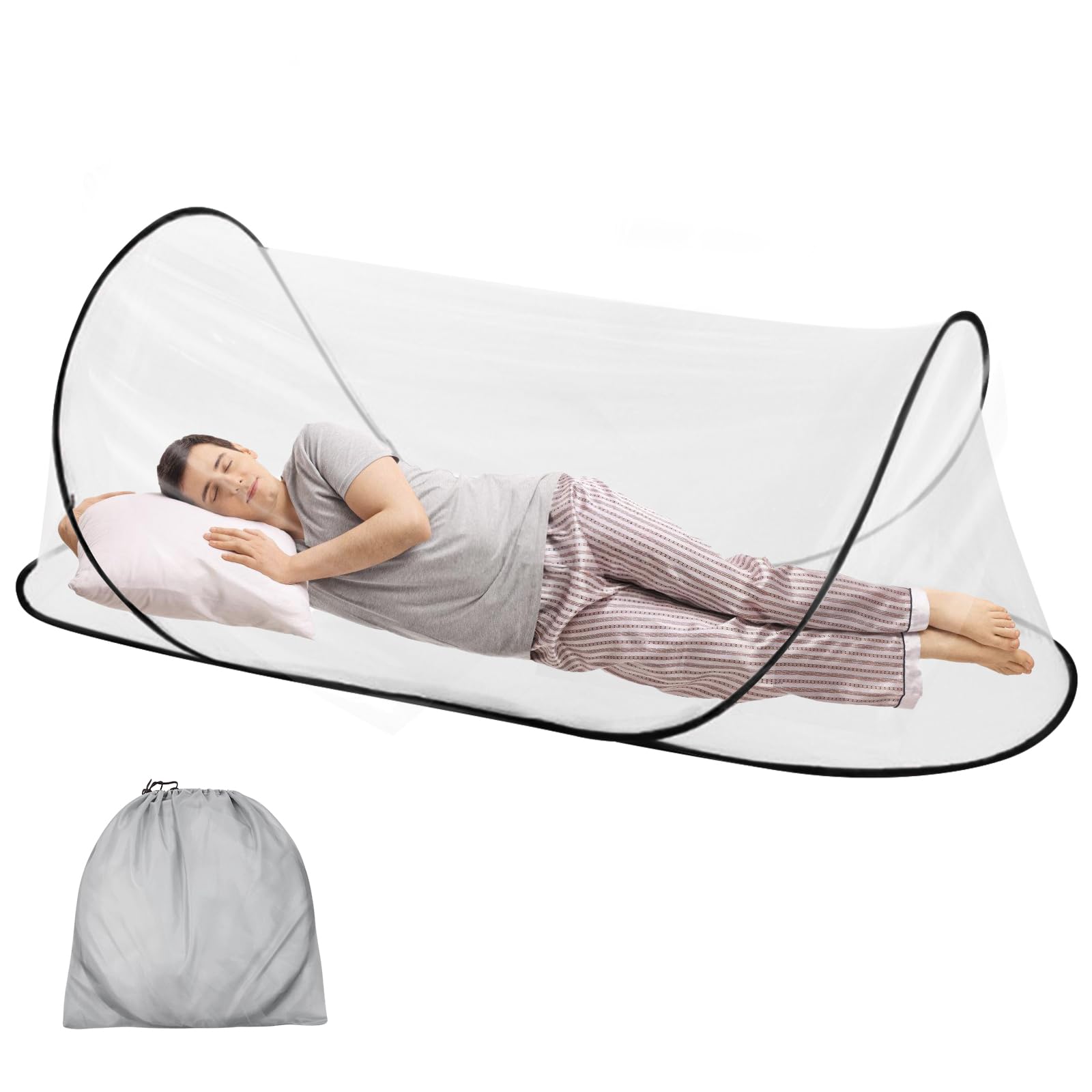 Moustiquaire camping pop up pliable rapide 200x80 pour nuit sous la tente