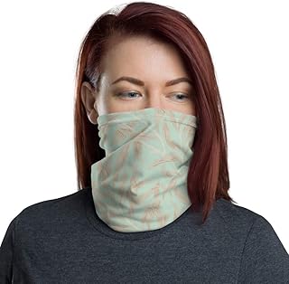 Luxury Ivory Leaves Sea Grey Breathable Washable Neck Gaiter