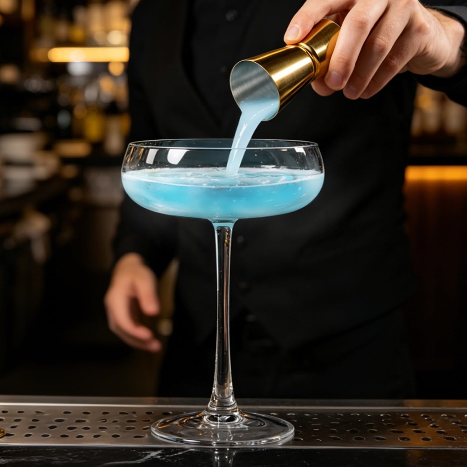 Juego de 4 vasos de café espresso para martini, vasos de copa de 9 onzas, vasos de cóctel vintage para margaritas, champán y más, incluye medidor y cuchara de bar