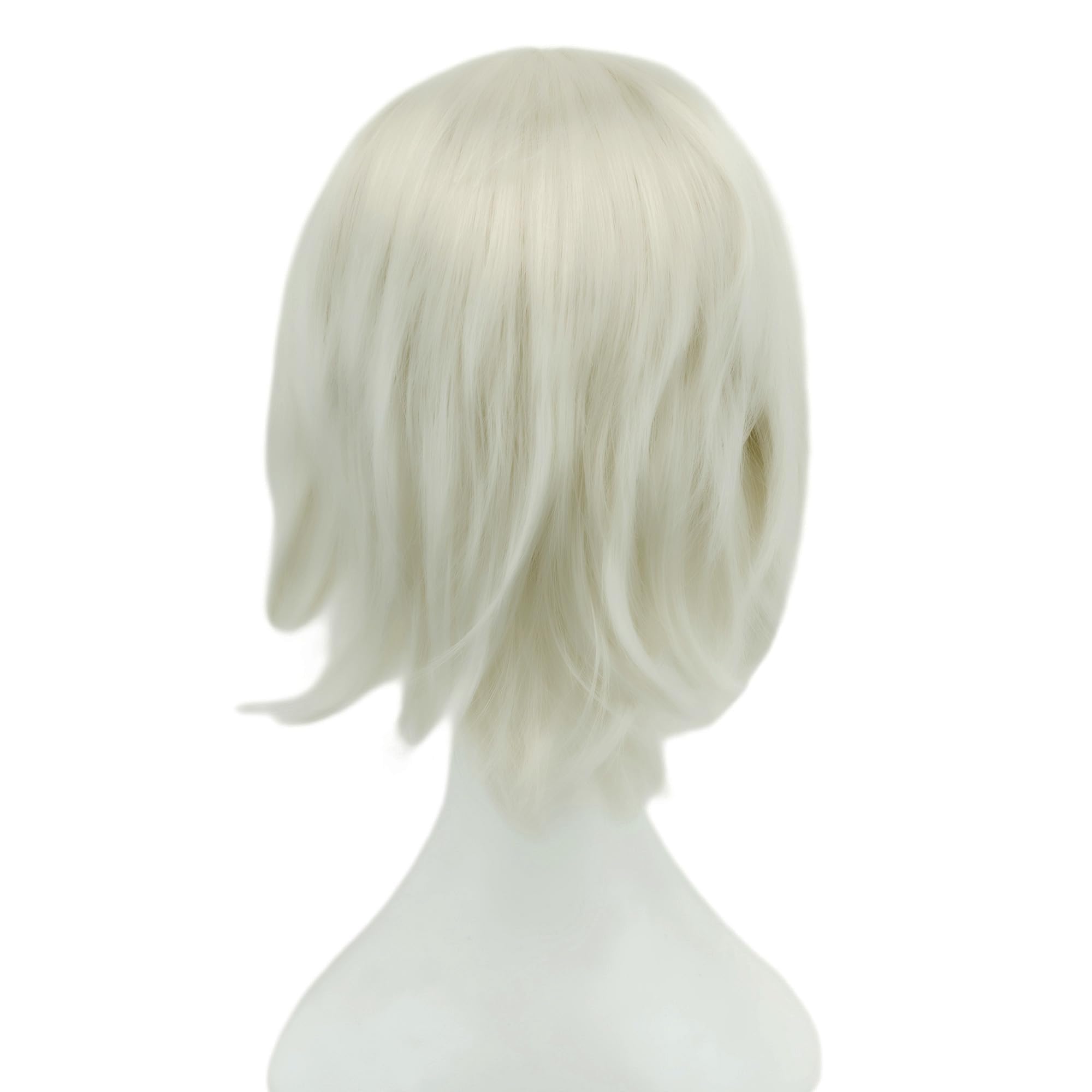IMISSU Unisex Short Hair Party Wig with Bangs Halloween Costume Wigs (Sliver White) - Image 3