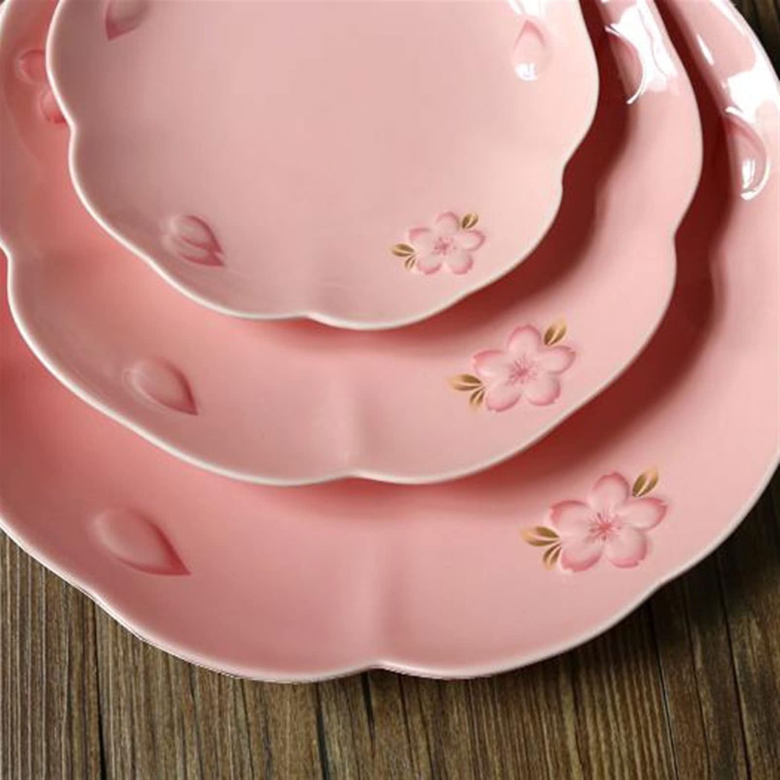 Assiettes plates/Assiettes DIner Plaques de dîner rose for la fleur de cerisier japonais Plaques de service en céramique for le restaurant Cuisine et famille Utiliser un four à micro-ondes et un coffr