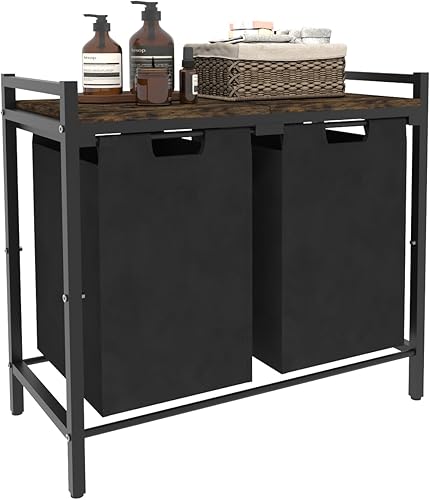 Waaliji Cesta de lavandería grande de 12 x 2 galones con 2 bolsas clasificadoras extraíbles y extraíbles, organizador de ropa independiente para