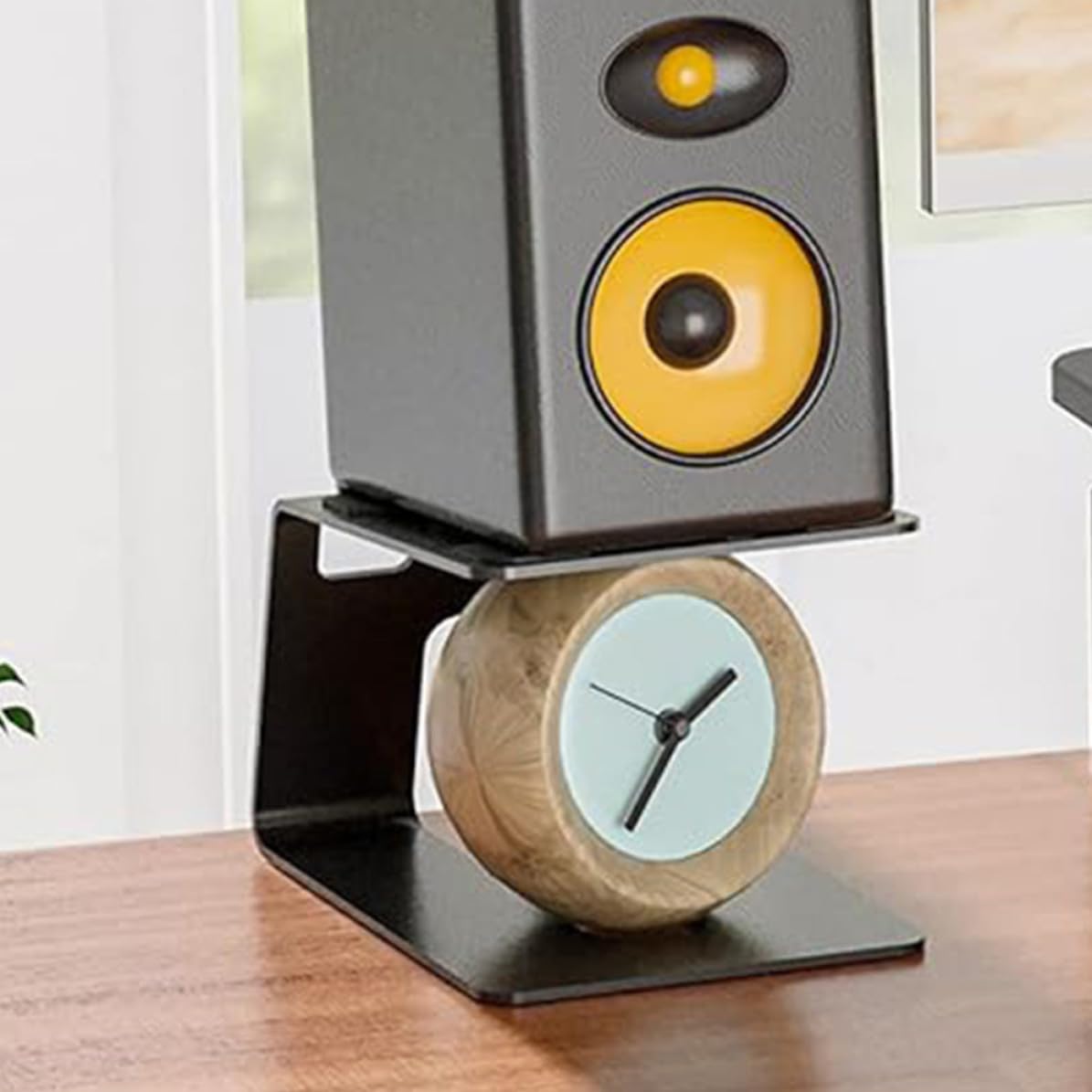Beavorty Soporte de Altavoz de Escritorio Negro de Hierro para Estantería