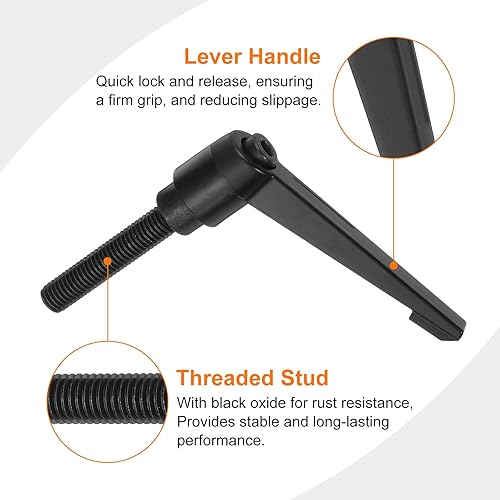 Miniatura 25 de uxcell 3 perillas ajustables M8 x 3.150 in, mango de rosca macho, botón de trinquete de liberación rápida, perno giratorio para maquinaria de torno