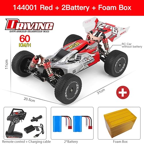 Miniatura 5 de WLtoys 144010 144001 75KMH 2.4G RC Car Brushless 4WD Eléctrico de Alta Velocidad Off-Road Control Remoto Juguetes para Niños Racing 144001 Rojo 1B