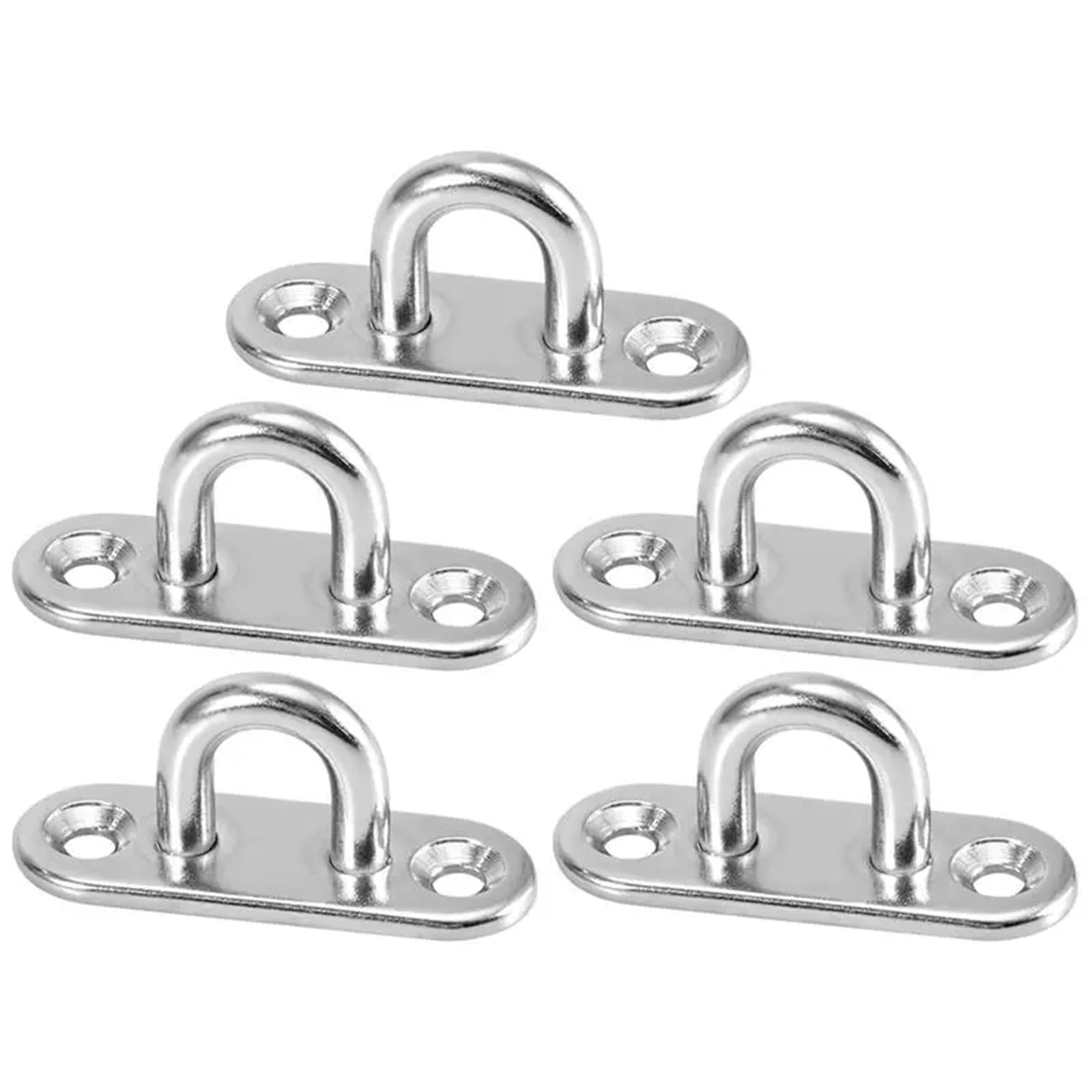Platine Oeil Inox 1/3/5 pièces Crochet Oeil Plaque Oblong Robuste En Acier Inoxydable Support Mural U Bateau Plafond Cintre Anneau Garage Hamac Pontet Inox(3pcs 304-M8)