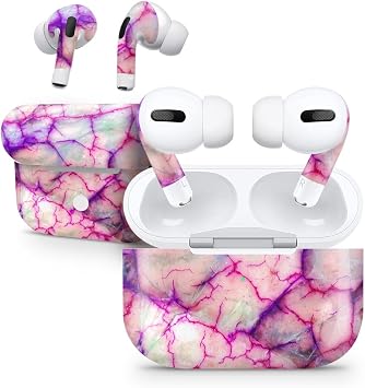 DesignSkinz - Compatible with AirPods Pro 2 - Skin Decal Protective Scratch Resistant Vinyl Wrap - Red White Dragon Vein Agate Skin