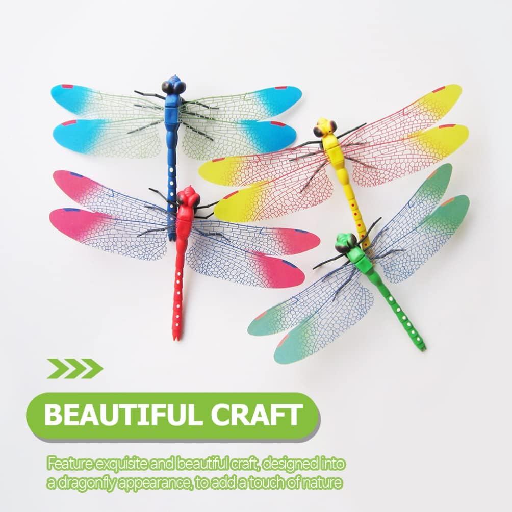Milisten Artificial Dragonfly Figurines 5.51 Inch Plastic Dragonfly Decor for Garden Patio Lawn Outdoor Decorations Nature Inspired Mini Statues Set