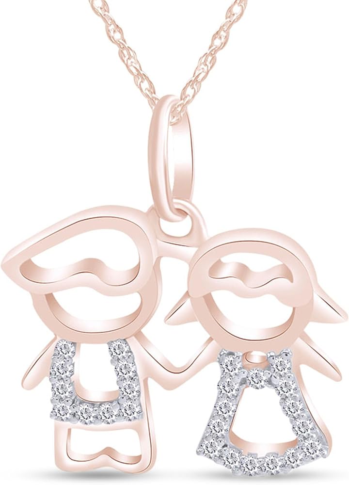 Amazon.com: THE JEWEL ZONE Twins Family Pendant Necklace for Women