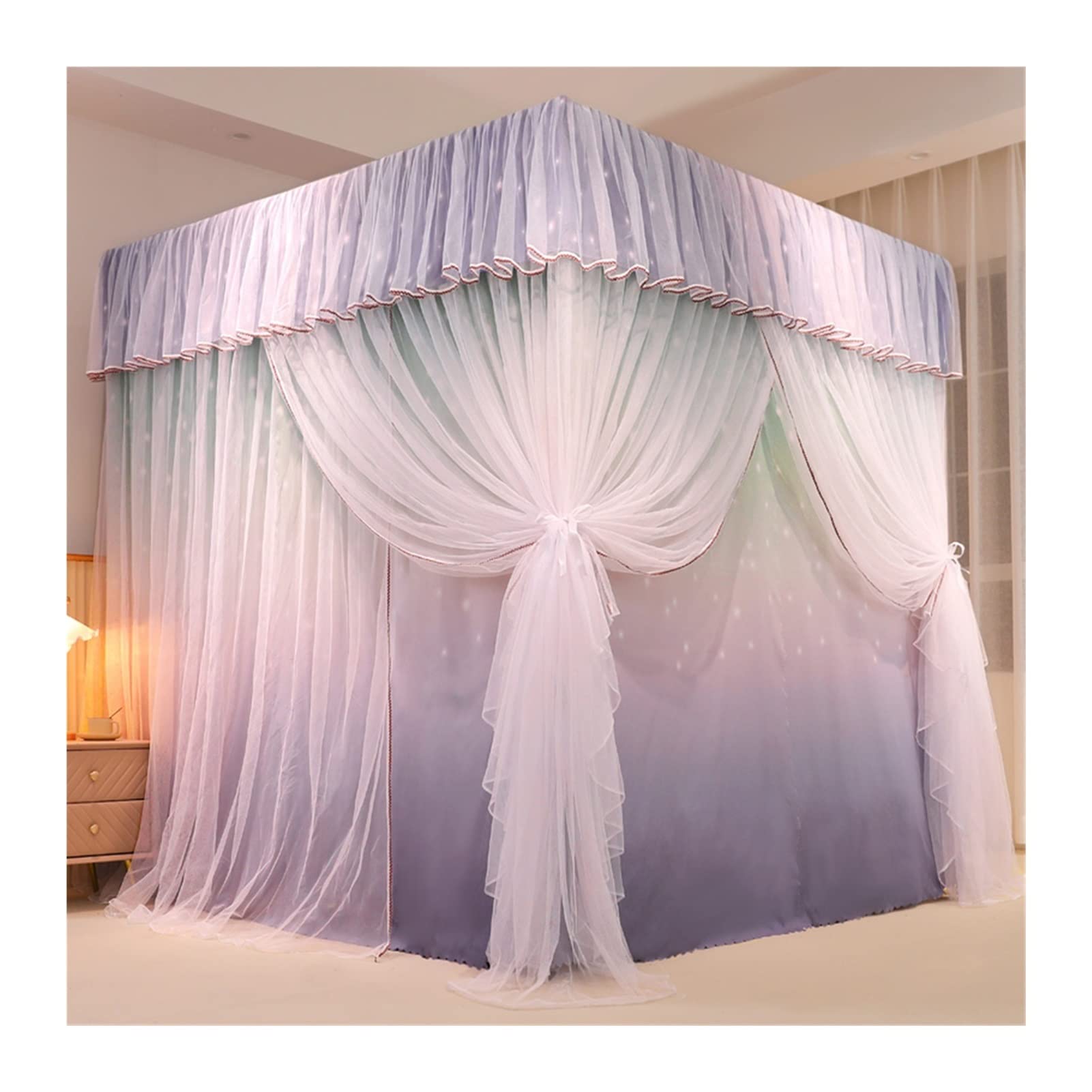 GJMSSMY Bed Canopy Blackout Bed Curtain, Four Seasons Mosquito Net, Princess Style Bedroom Decorative Bed Canopy (Size : 150x200x200cm)