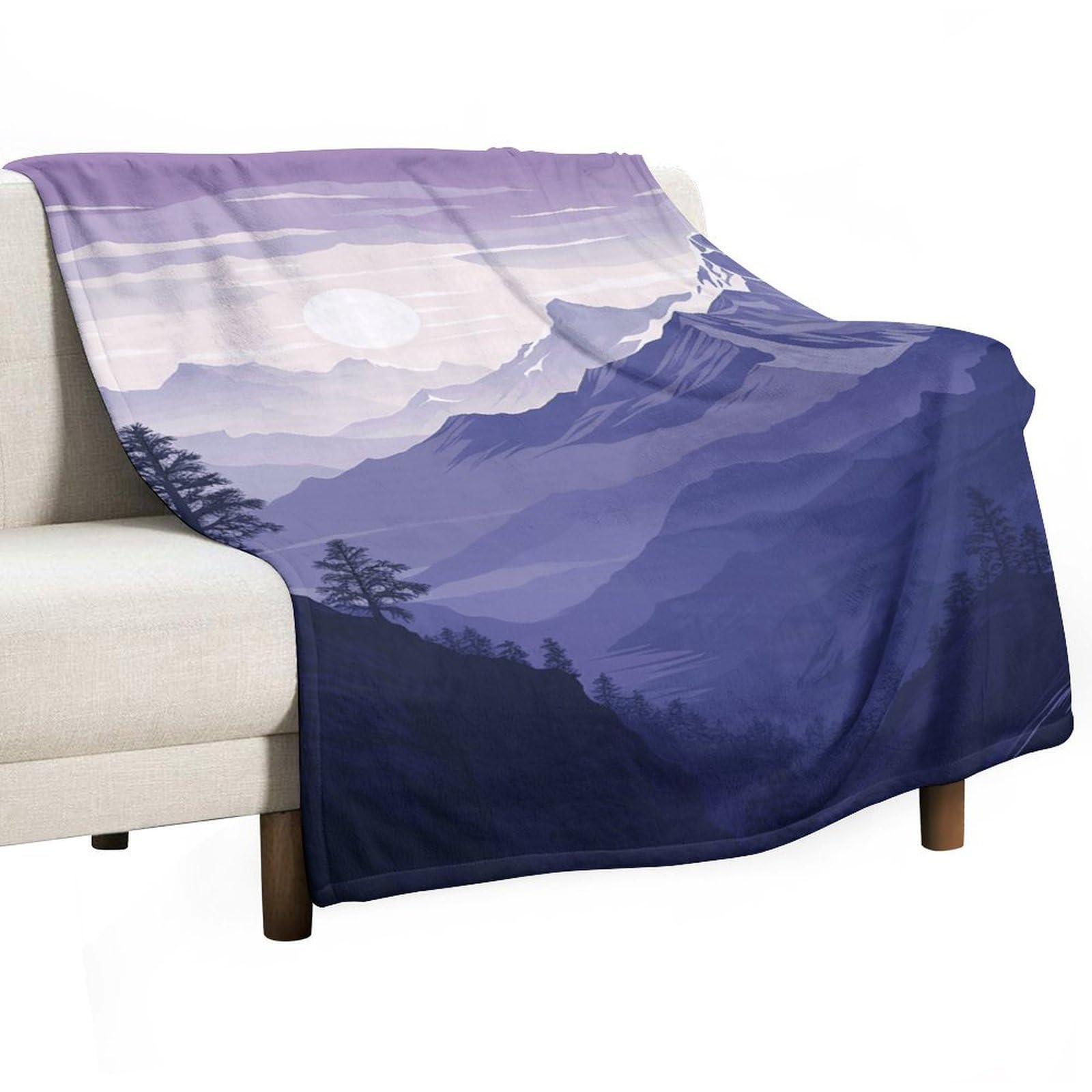 Plaid polaire contre le froid plaid léger motif montagne