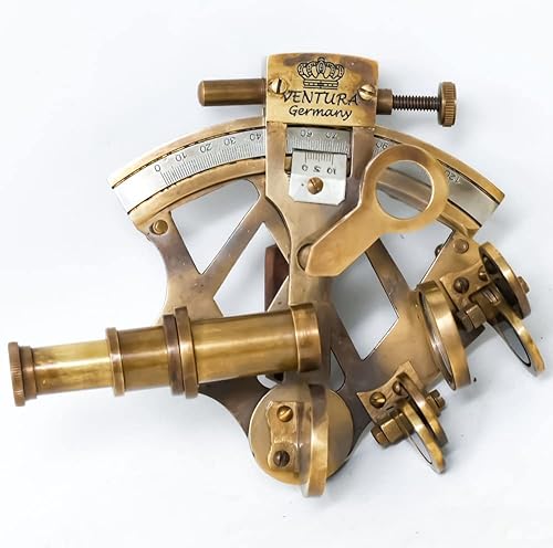 Miniatura 3 de FYNJREX Latón sólido Marine Sextant Astrolabe Reproducción Antigua Náutica Marítima Náutica Instrumento Celestial