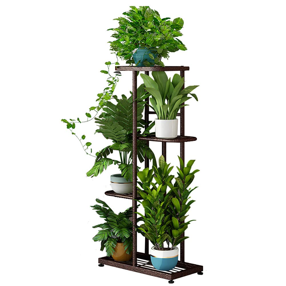 PRUJOY Supporto per Piante Alte a 4 Livelli, espositore angolare per mensole per Piante, portavasi Multi-Livello, per Soggiorno, Balcone, Giardino, Patio (Black