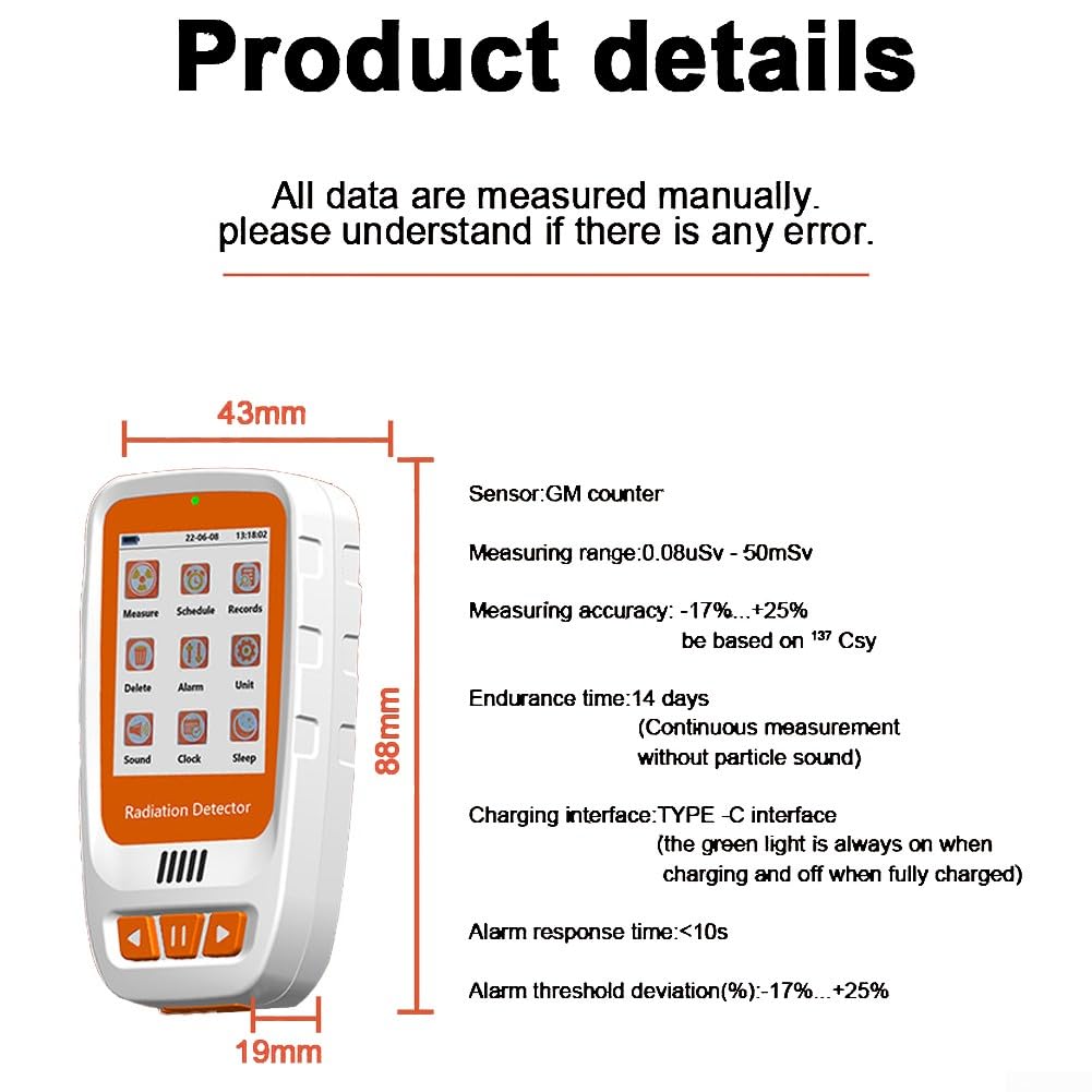 Geiger Counter Nuclear Strahlung Detektor Monitor, Beta Gamma Röntgentester Handheld Strahlungsmonitor mit LCD Display