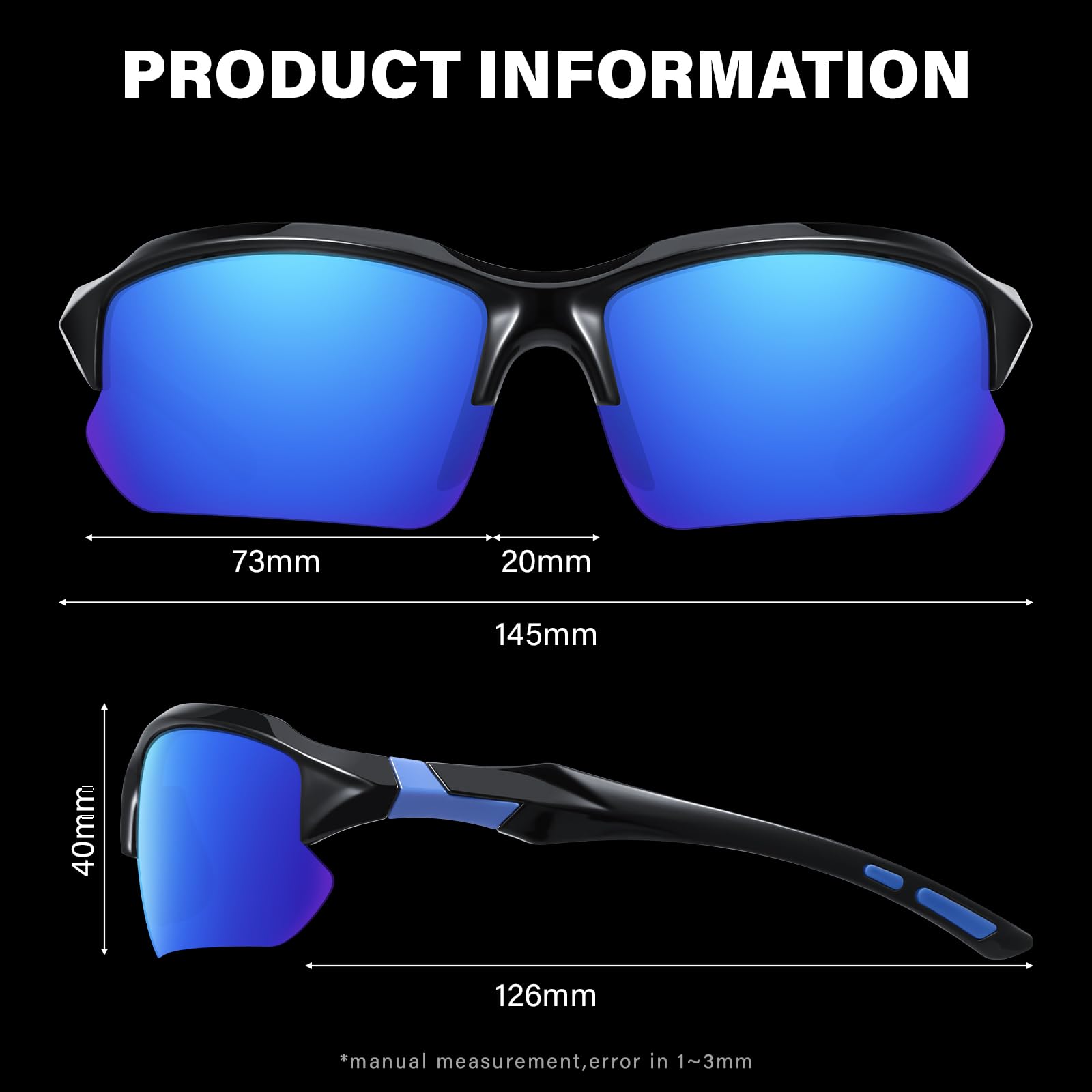 DioKiw Gafas de sol polarizadas deportivas para hombre, ciclismo, correr, pesca, protección UV, gafas de sol ligeras de medio marco