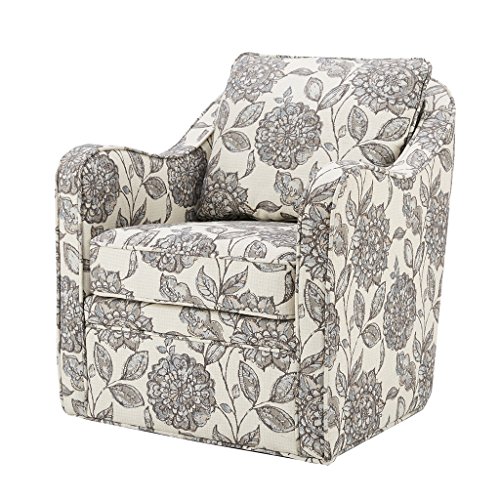 Madison Park Brianne Swivel Chair - Solid Wood, Plywood, Metal Base Accent Armchair