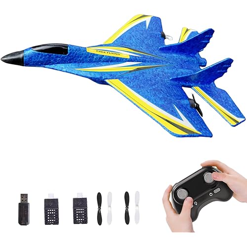 Remote Control Plane, Remote Control Airplane Ready to Fly, 2.4Ghz 2 Channel RC Airplane, RC Plane Durable Foam Built-in 3-Axis Gyro, Easy to Fly RC Aircraft for Beginners Kids and Adults (Blue)