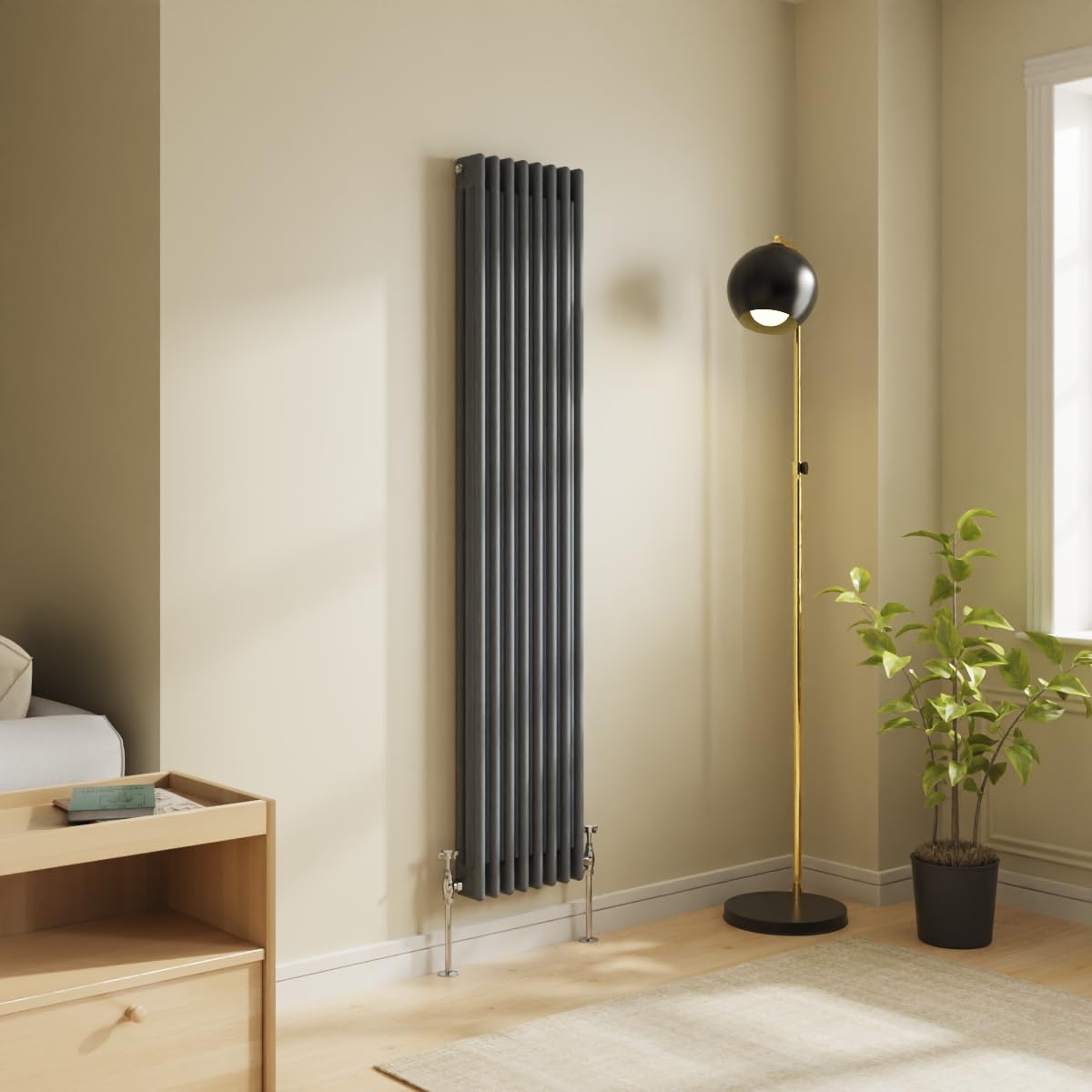 NRG 1800x380 Traditional Colosseum Cast Iron Bathroom Radiator Anthracite 3 Panel โ image 1