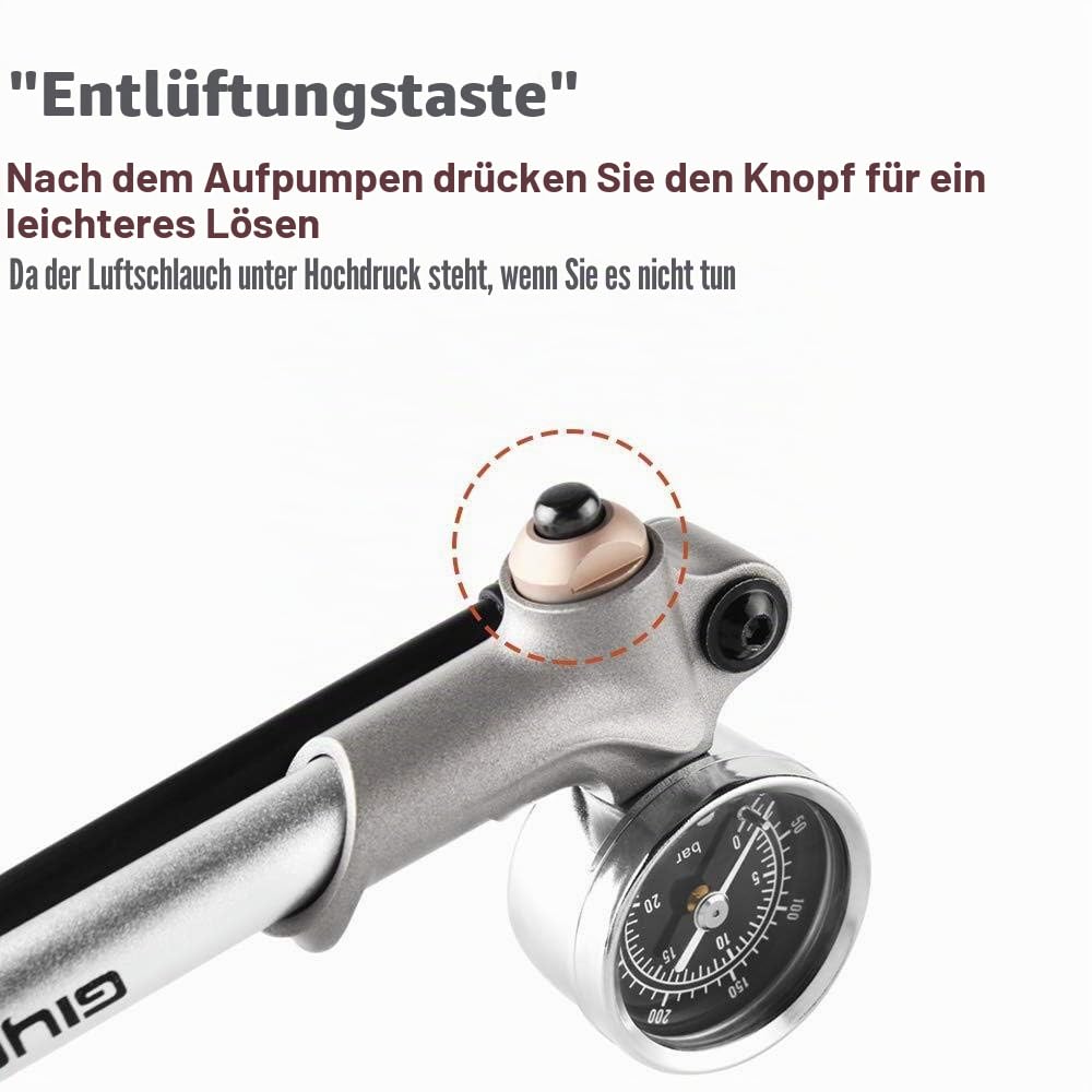 GIYO Hochdruck Dämpferpumpe, max. 300 PSI Federgabel & Heckfederung, Hebelschloss an Düse ohne Luftverlust Silber