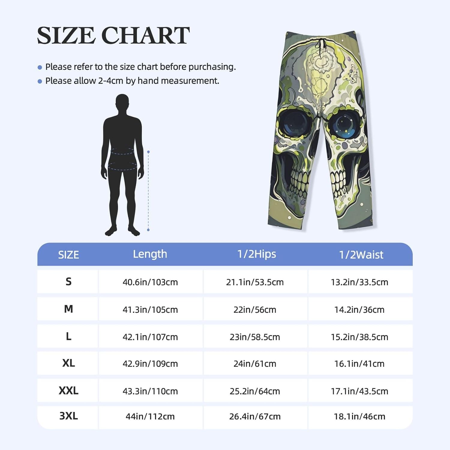 Mens Pajama Pants Cool Skull Graphics Pajama Bottom Soft Warm Sleep Pant with Pockets Lounge Pants